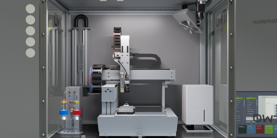 iTWO Microarray Printer with open doors showing the available features and components in detail