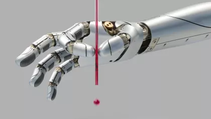 functional principle of a piezo driven inkjet dispenser using a robotic hand as piezo actuator