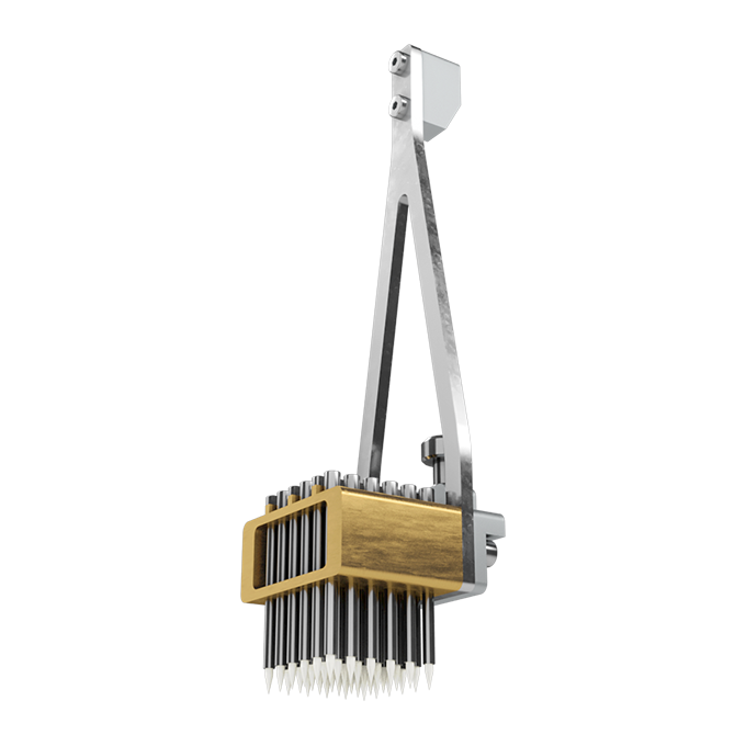 contact based dispenser, pin head, pin spotting, pin holder, pin spotter