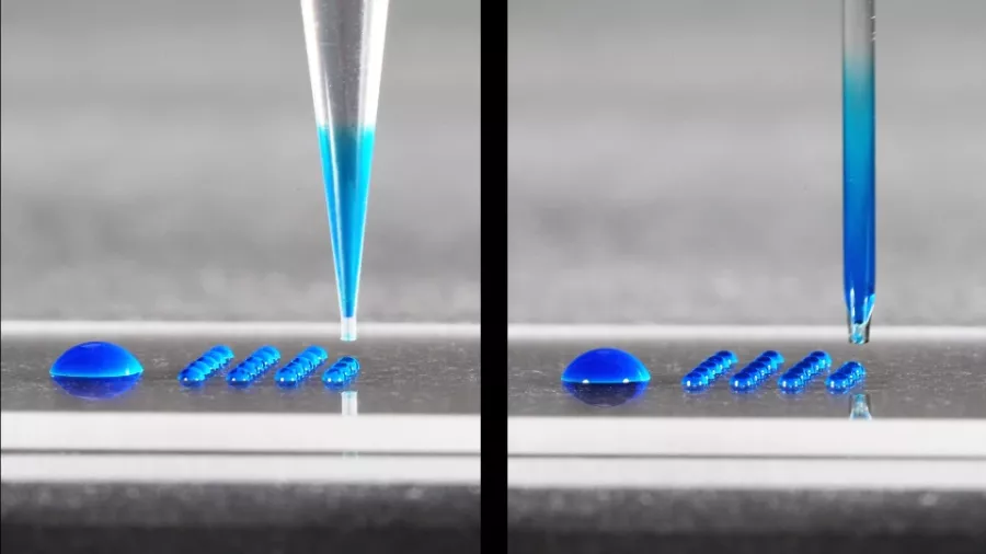 aspiration of liquid into different dispenser capillaries and dispensing multiple nanoliter droplets with a microarrayer