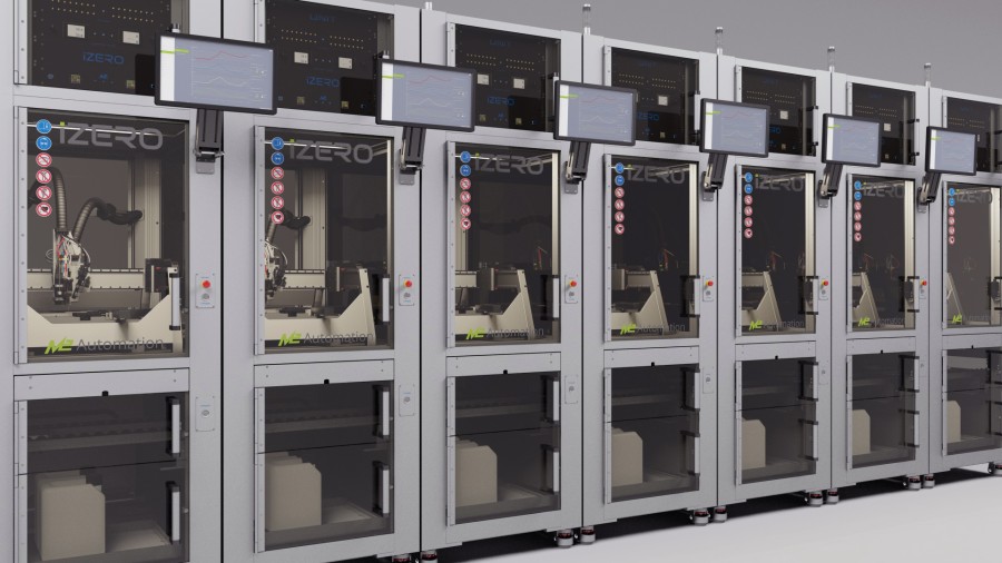 several micro-array dispensing units forming a production line iZERO