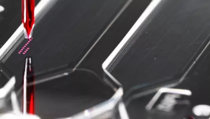 small picoliter droplets within a microfluidic cartrdige for a lab-on-a-chip application