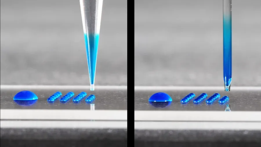 aspiration of liquid into different dispenser capillaries and dispensing multiple nanoliter droplets with a microarrayer